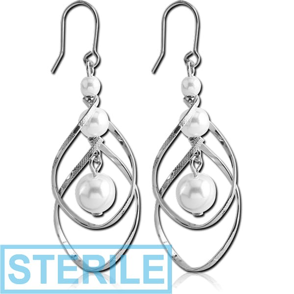 STERILE RHODIUM PLATED BRASS EARRINGS PAIR