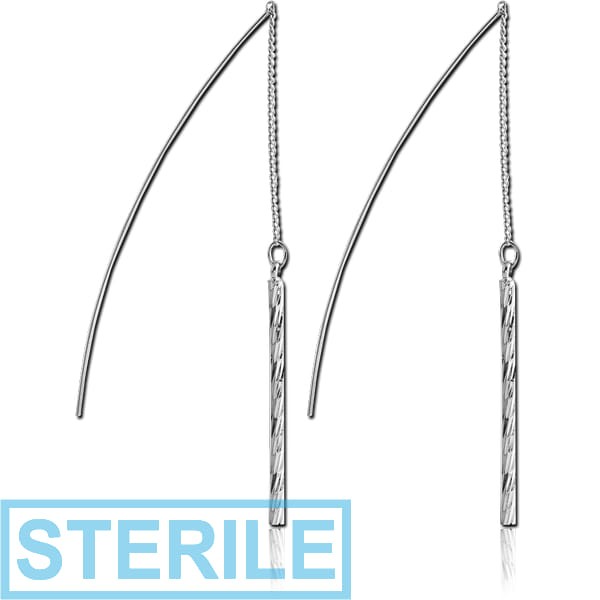 STERILE RHODIUM PLATED BRASS EARRINGS PAIR