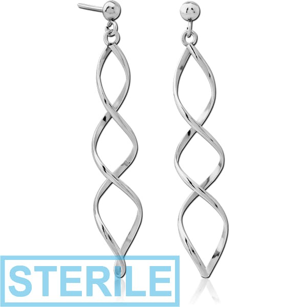 STERILE RHODIUM PLATED BRASS EARRINGS PAIR