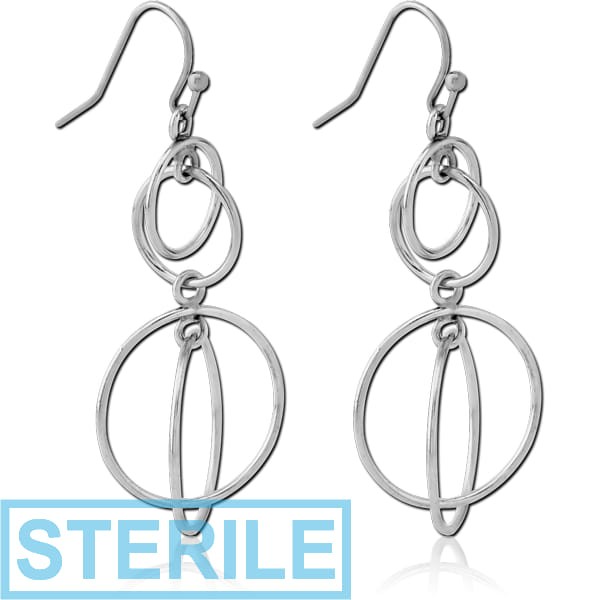STERILE RHODIUM PLATED BRASS EARRINGS PAIR