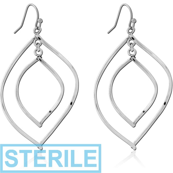 STERILE RHODIUM PLATED BRASS EARRINGS PAIR