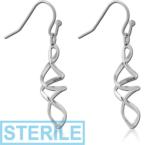 STERILE RHODIUM PLATED BRASS EARRINGS PAIR
