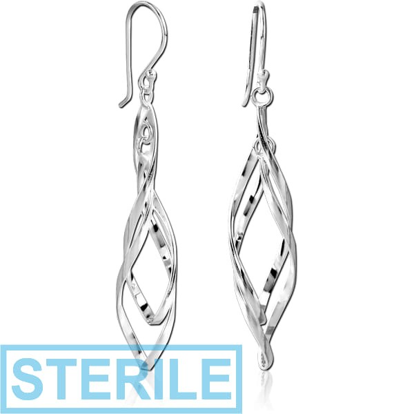 STERILE RHODIUM PLATED BRASS EARRINGS PAIR