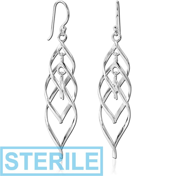 STERILE RHODIUM PLATED BRASS EARRINGS PAIR