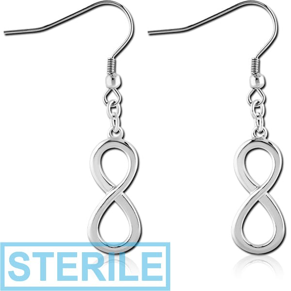 STERILE RHODIUM PLATED BRASS EARRINGS PAIR - INFINITY