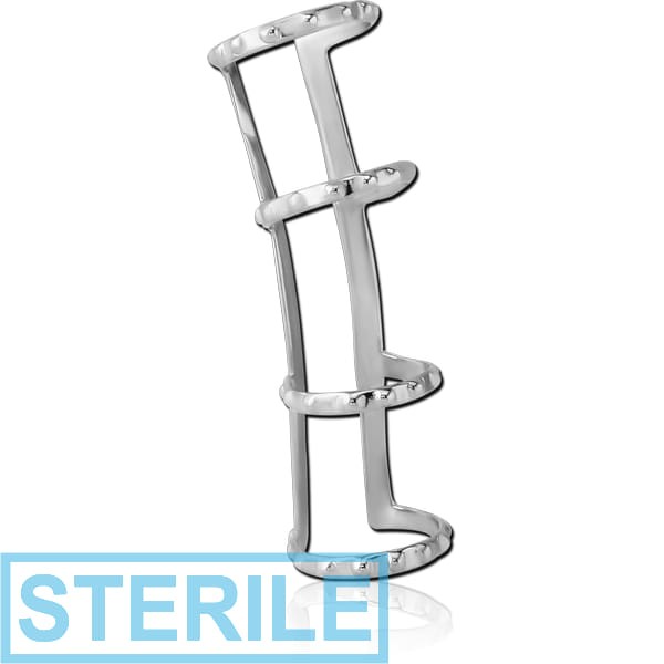 STERILE RHODIUM PLATED BRASS EAR CUFF - FOUR STRIPES