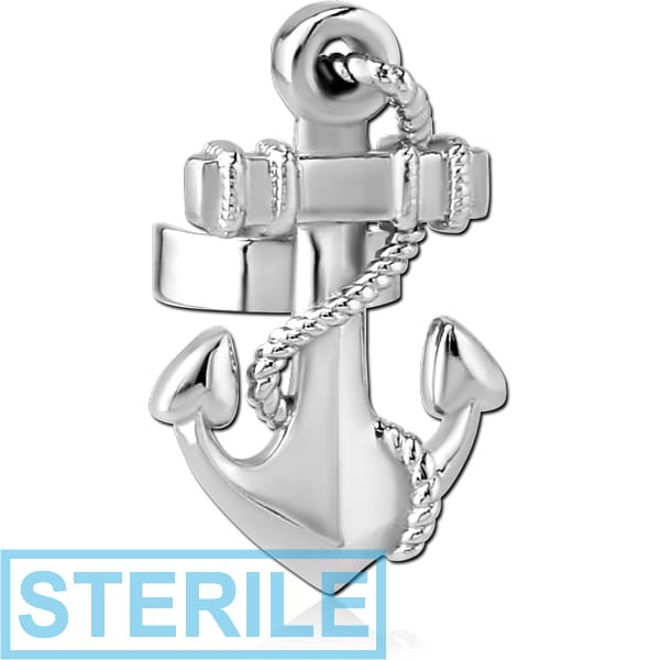 STERILE RHODIUM PLATED BRASS EAR CUFF - ANCHOR