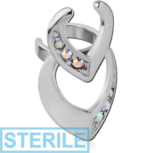 STERILE RHODIUM PLATED BRASS JEWELLED EAR CUFF