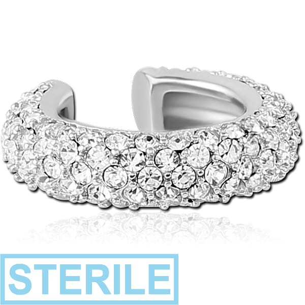 STERILE RHODIUM PLATED BRASS JEWELLED EAR CUFF