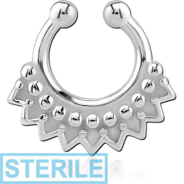 STERILE RHODIUM PLATED BRASS FAKE SEPTUM RING