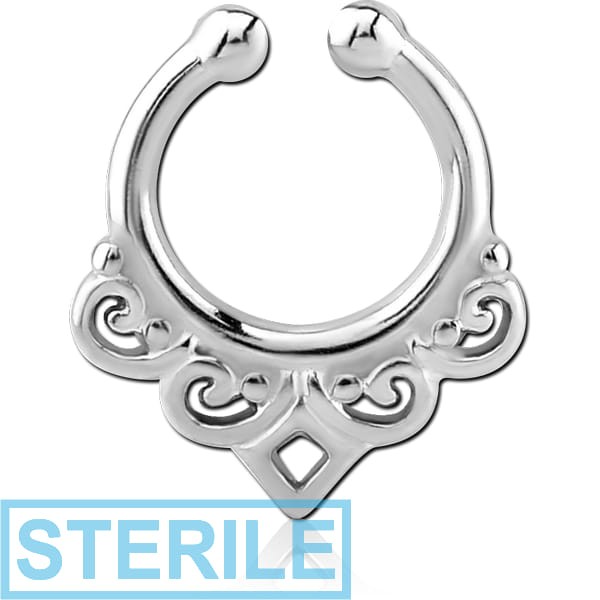 STERILE RHODIUM PLATED BRASS FAKE SEPTUM RING