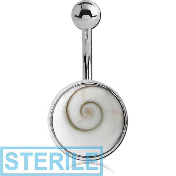 STERILE RHODIUM PLATED BRASS NAVEL BANANA - SHIVA EYE