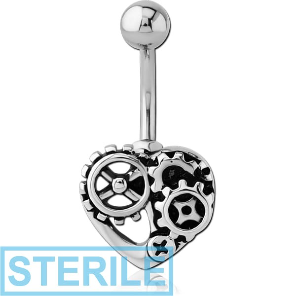 STERILE RHODIUM PLATED BRASS NAVEL BANANA - STEAMPUNK