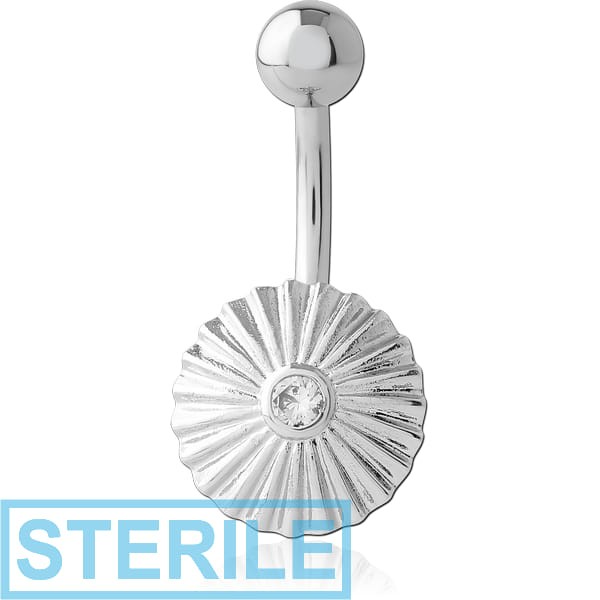 STERILE RHODIUM PLATED BRASS JEWELLED NAVEL BANANA