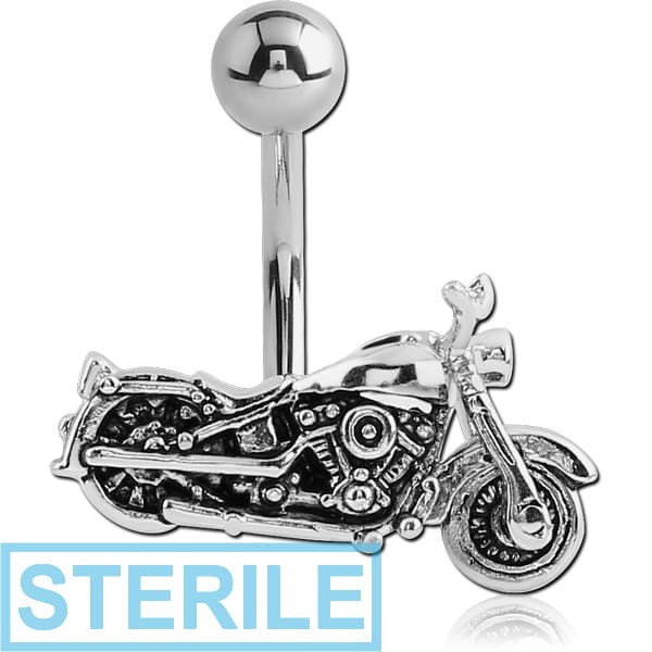 STERILE RHODIUM PLATED BRASS JEWELLED NAVEL BANANA - ZODIAC SCORPION