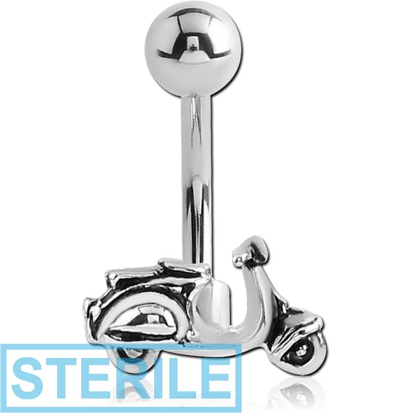STERILE RHODIUM PLATED BRASS JEWELLED NAVEL BANANA - CHOPPER