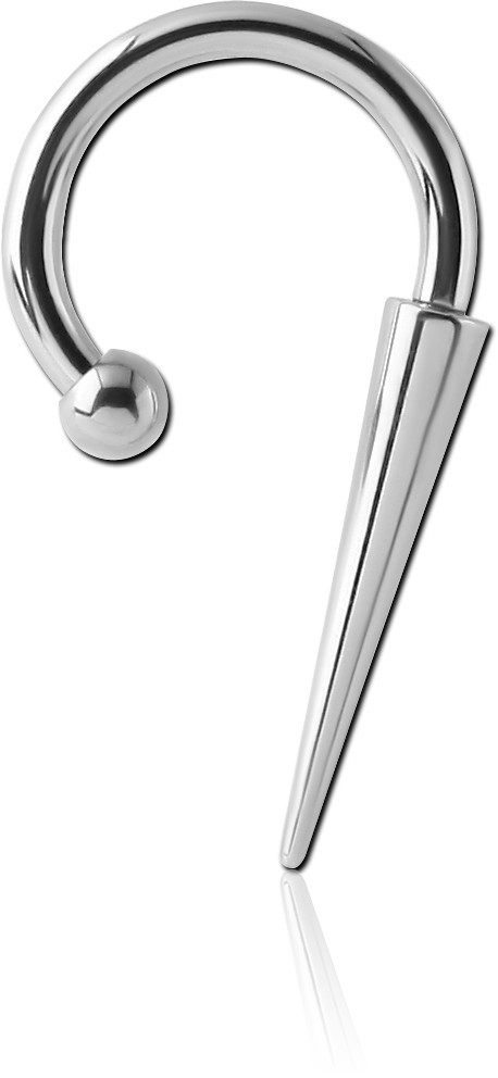SURGICAL STEEL CIRCULAR BARBELL WITH BALL AND LONG CONE
