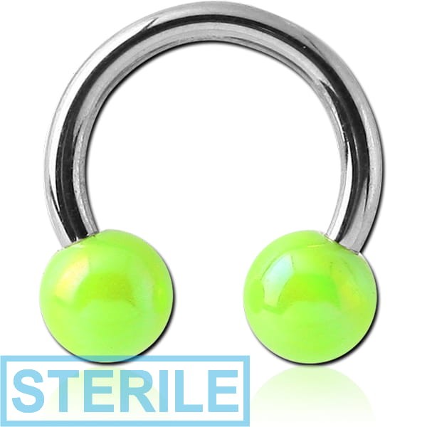 STERILE SURGICAL STEEL CIRCULAR BARBELL WITH AB COATED NEON BALLS