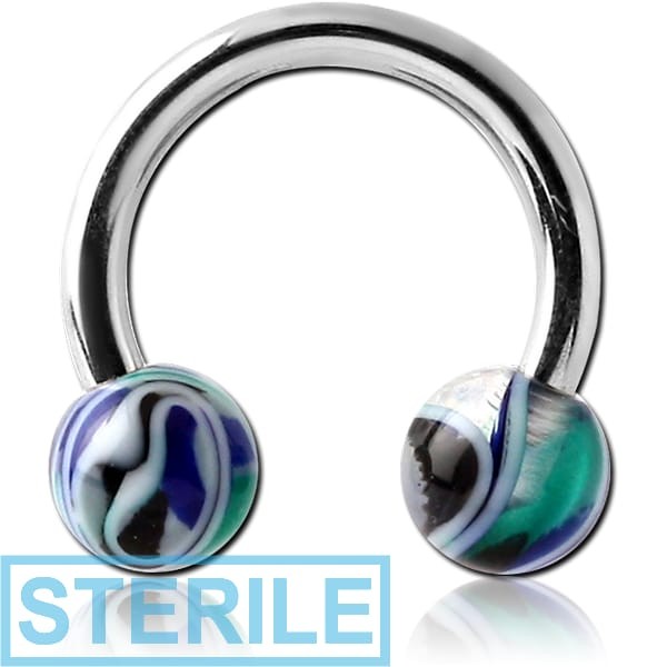 STERILE SURGICAL STEEL CIRCULAR BARBELL WITH ACRYLIC JAW BREAKER BALLS
