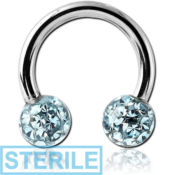 STERILE SURGICAL STEEL CIRCULAR BARBELL WITH EPOXY COATED CRYSTALINE JEWELLED BALLS