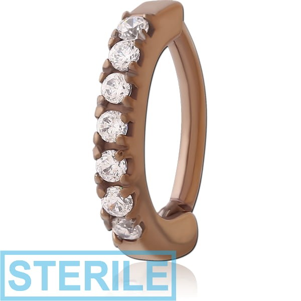 STERILE COFFEE PVD COATED SURGICAL STEEL JEWELLED BELLY CLICKER