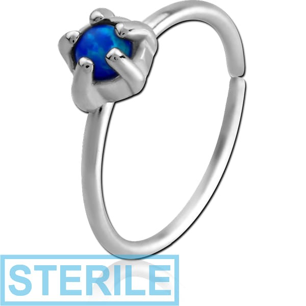 STERILE SURGICAL STEEL SYNTHETIC OPAL SEAMLESS RING