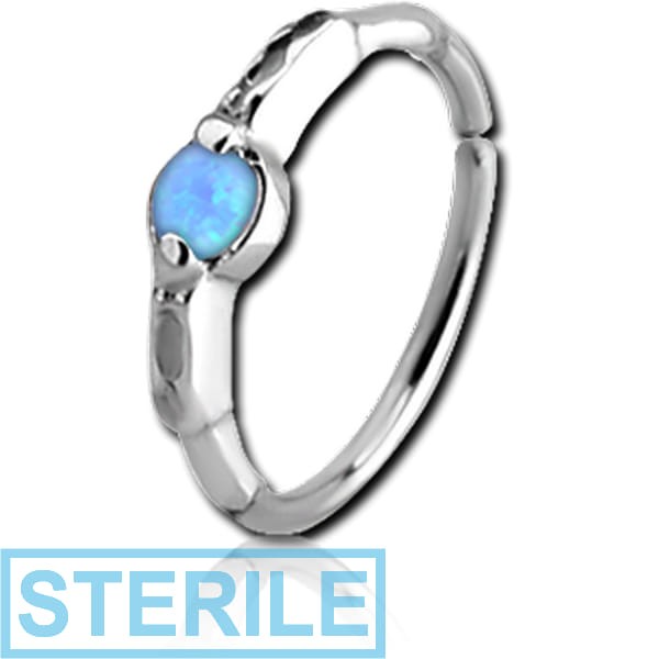 STERILE SURGICAL STEEL SYNTHETIC OPAL SEAMLESS RING