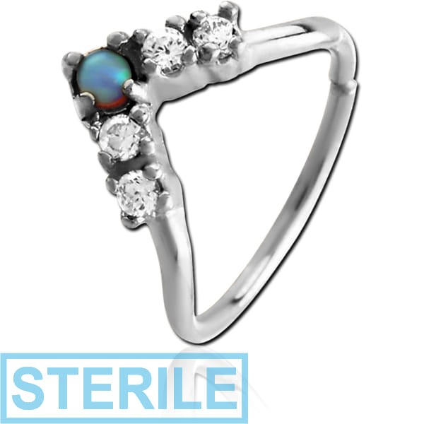 STERILE SURGICAL STEEL SYNTHETIC OPAL SEAMLESS RING