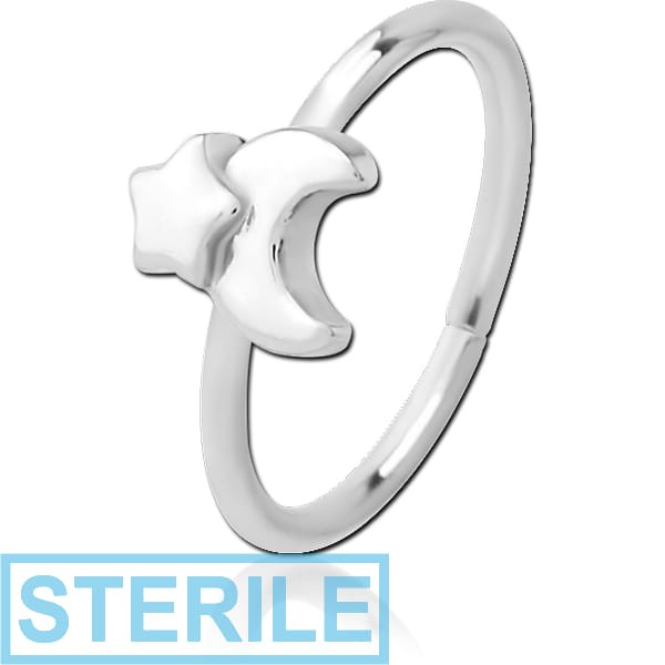 STERILE SURGICAL STEEL SEAMLESS RING - CRESCENT AND STAR