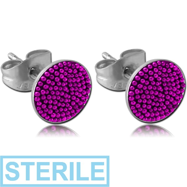 STERILE SURGICAL STEEL MULTICOLOUR BALLS EAR STUD OF CUP PAIR