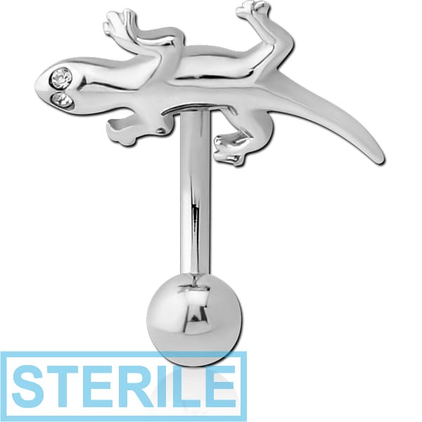 STERILE STERLING SILVER 925 JEWELLED SALAMANDER REVERSE NAVEL BANANA