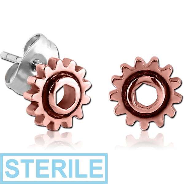 STERILE COPPER EAR STUDS PAIR - STEAMPUNK