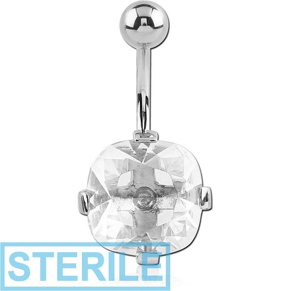 STERILE SURGICAL STEEL DOUBLE PREMIUM CRYSTALS JEWELLED FASHION NAVEL BANANA