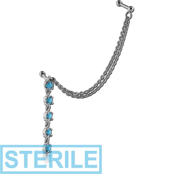 STERILE SURGICAL STEEL PREMIUM CRYSTALS JEWELLED TRAGUS CHAINS