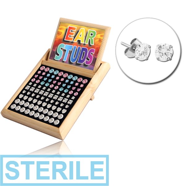 STERILE STERLING SILVER 925 50 PAIRS OF STUD EARRINGS AND DISPLAY