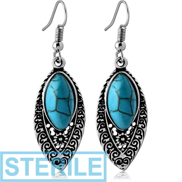 STERILE FASHION SYNTHETIC STONE EARRINGS PAIR