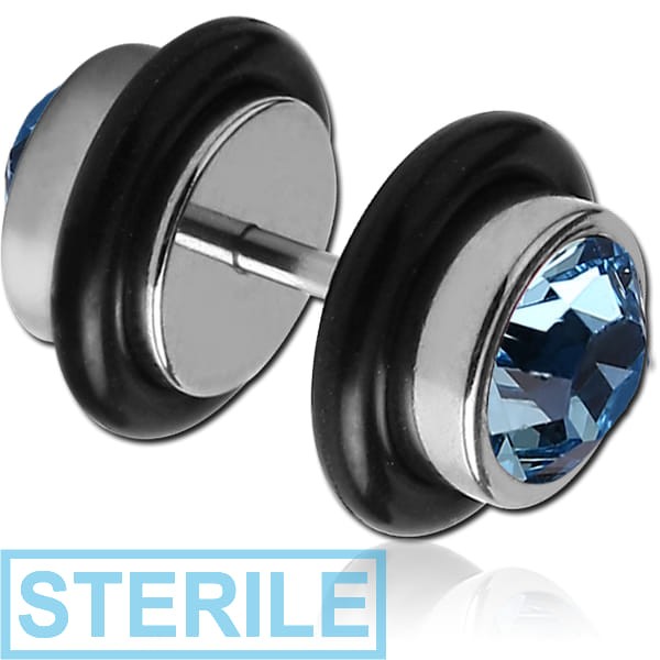 STERILE SURGICAL STEEL DOUBLE JEWELLED FAKE PLUG