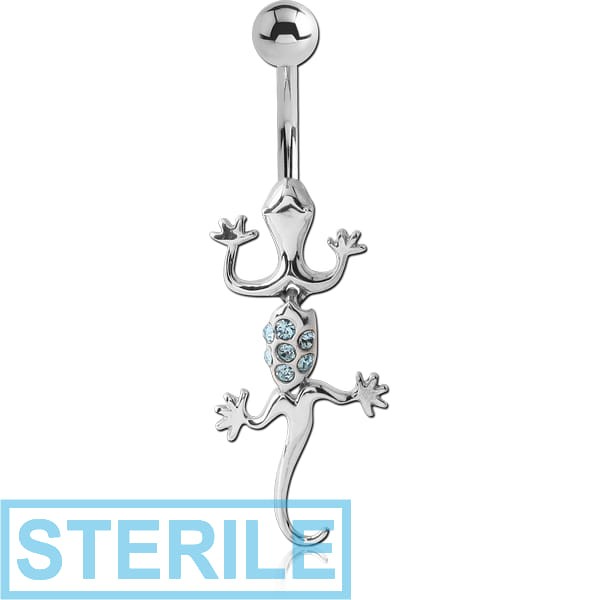 STERILE SURGICAL STEEL JEWELLED MOVING SEGMENTS LIZARD NAVEL BANANA