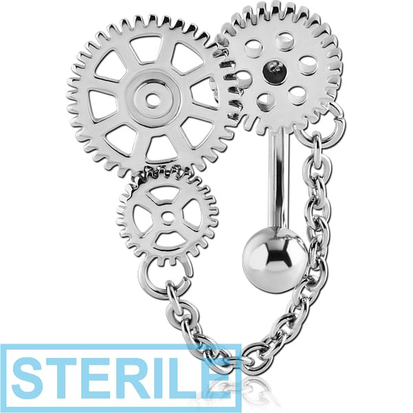 STERILE SURGICAL STEEL STEAMPUNK NAVEL BANANA