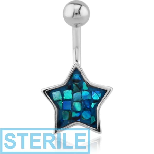 STERILE SURGICAL STEEL SYNTHETIC MOTHER OF PEARL MOSAIC NAVEL BANANA