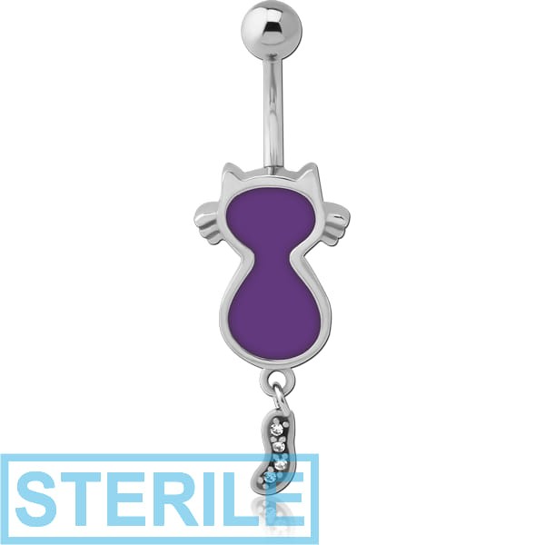 STERILE SURGICAL STEEL ENAMEL JEWELLED NAVEL BANANA