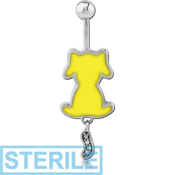 STERILE SURGICAL STEEL ENAMEL JEWELLED NAVEL BANANA