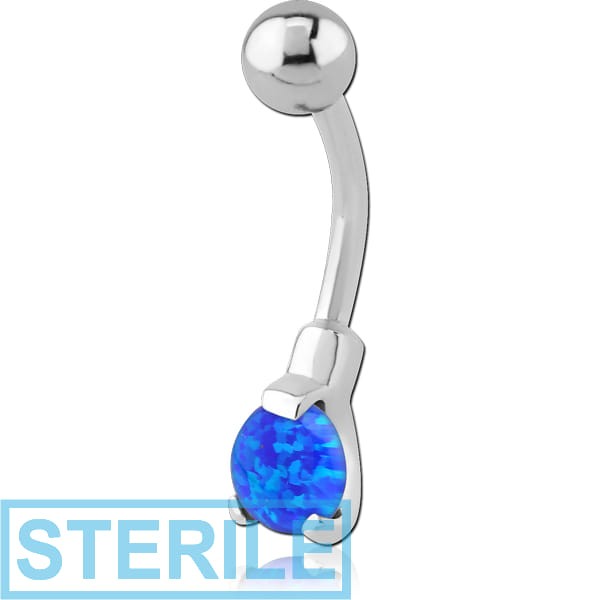STERILE SURGICAL STEEL ROUND PRONG SET SYNTHETIC OPAL