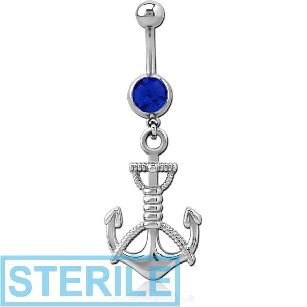 STERILE SURGICAL STEEL JEWELLED NAVEL BANANA - ANCHOR
