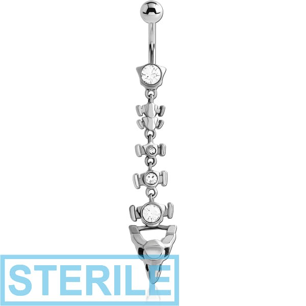 STERILE SURGICAL STEEL JEWELLED NAVEL BANANA