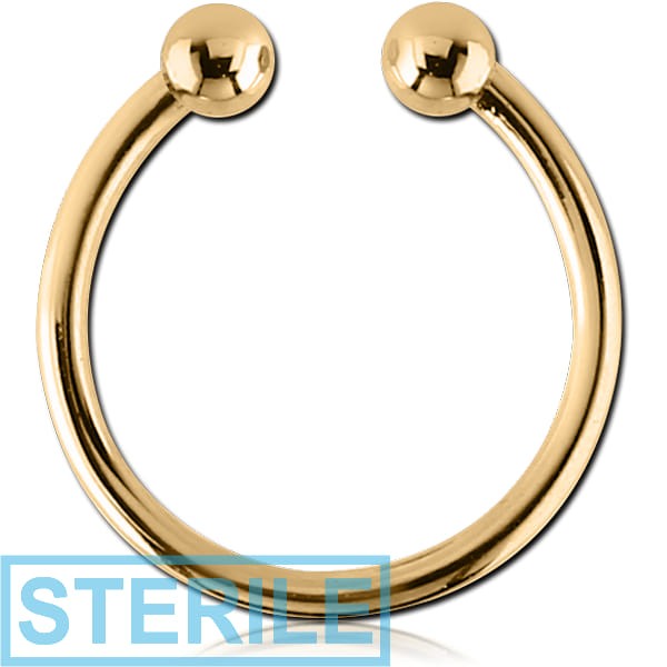 STERILE GOLD PVD 18K COATED SURGICAL STEEL FAKE SEPTUM RING