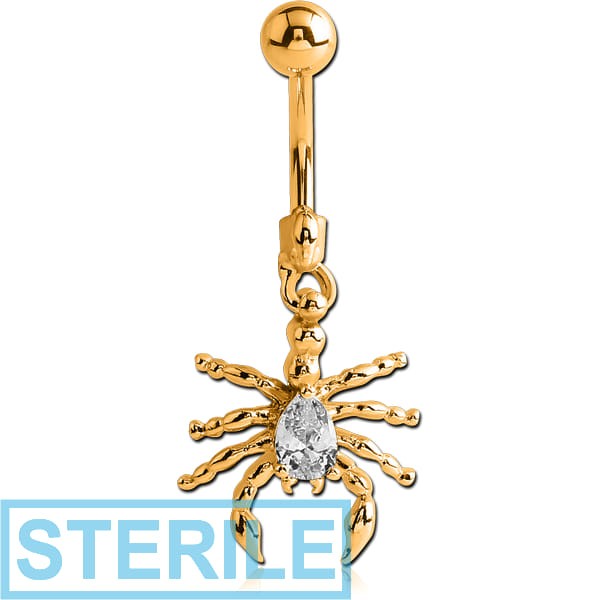 STERILE GOLD PVD COATED BRASS JEWELLED SCORPION NAVEL BANANA