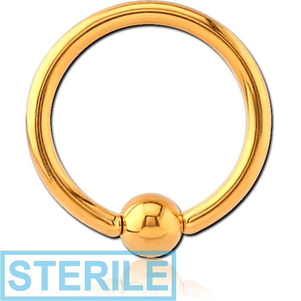 STERILE GOLD PVD COATED SURGICAL STEEL BALL CLOSURE RING