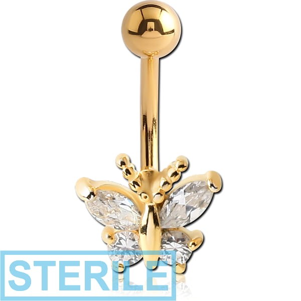 STERILE GOLD PVD COATED BRASS JEWELLED NAVEL BANANA