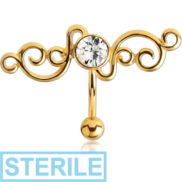 STERILE GOLD PVD COATED BRASS JEWELLED NAVEL BANANA - TRIBLE